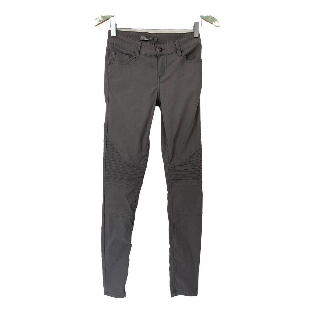 prAna Brenna Pants Womens 0 Fits 26x30 Gray Moto Skinny Stretch W4118RG15